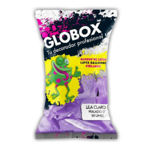 GLOBO LATEX 5" PERLADO LILA CLARO GLOBOX X50U