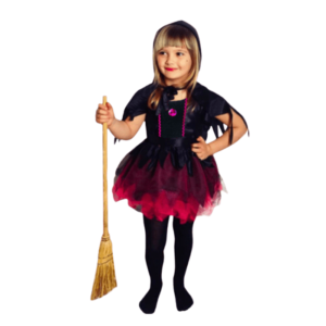 DISFRAZ BRUJA CON TULL NEGRO Y FUCSIA TALLE 1 NIÑA CROSTI