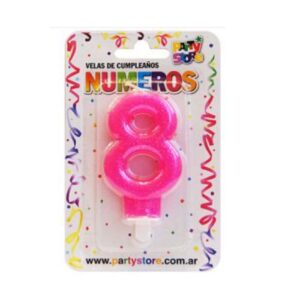 VELA BRILLOS ROSA NRO 8 PARTYS