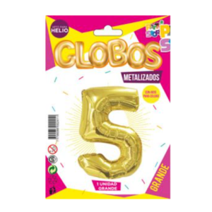 GLOBO MYLAR GRANDE ORO NRO 5 80CM PARTYS