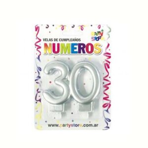 VELA NRO 30 METAL PLATA PARTYS